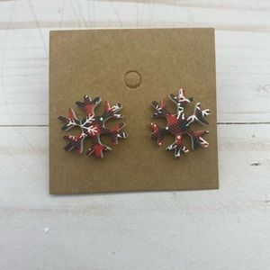 Christmas plaid snowflake earrings